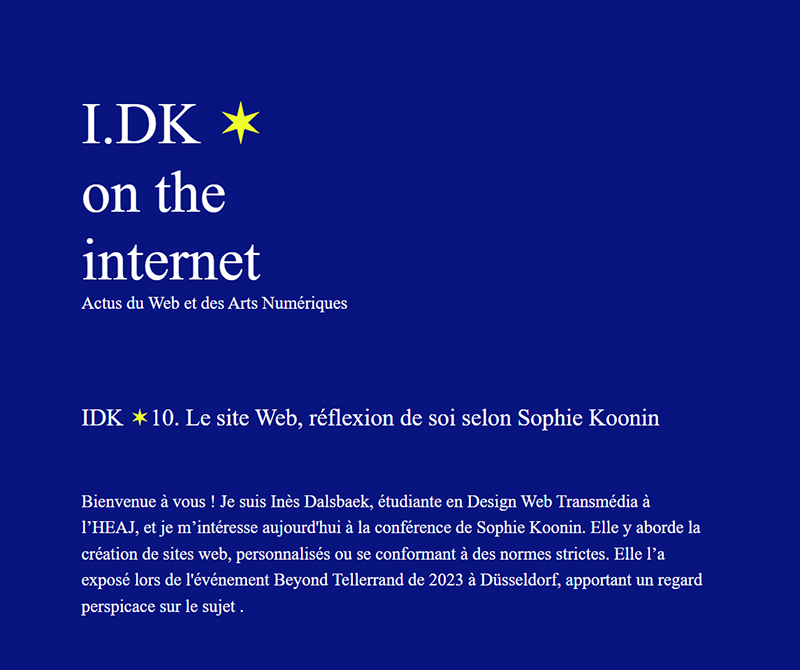 capture d'écran d'une ancienne version de la page web Copia montrant un titre et un paragraphe sur fond bleu.