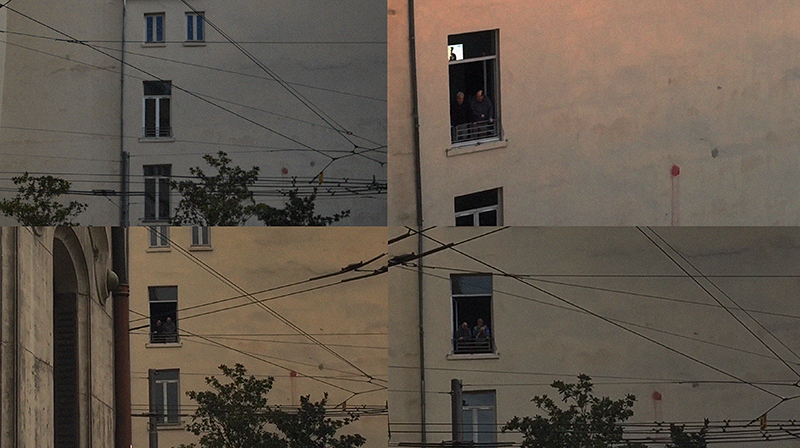 photomontage de quatres images des mêmes fenêtres prises sous des angles de vue différents.