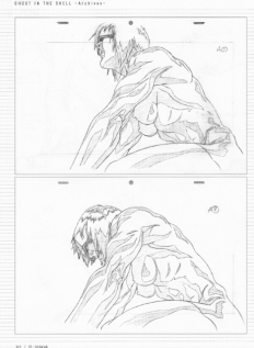 Illustration de storyboard noire sur fond blanc séparée en deux sections du personnage principal dans une action.